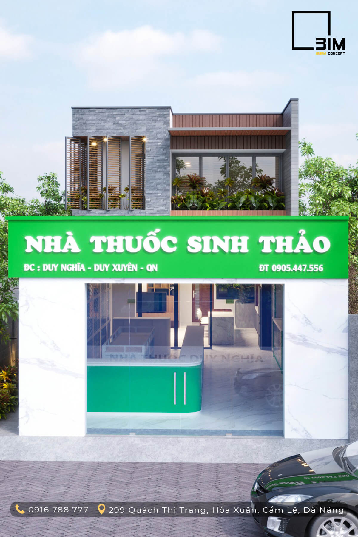 Mặt tiền nhà phố 2 tầng kết hợp kinh doanh hiện đại