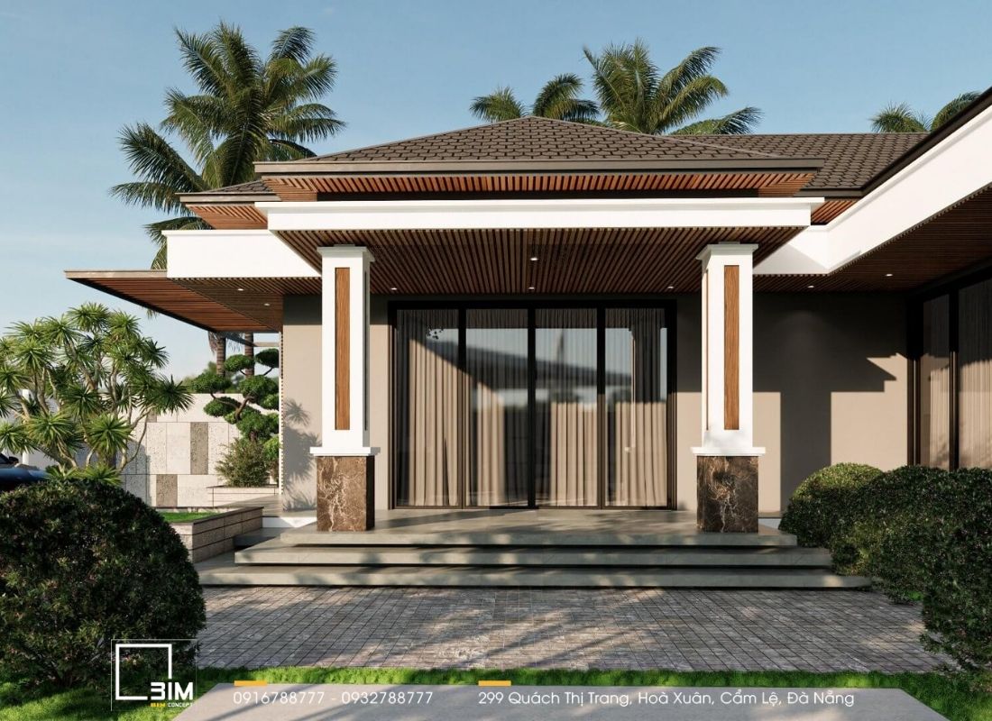 Mẫu nhà cấp 4 giá rẻ với 2 phòng ngủ tiện nghi