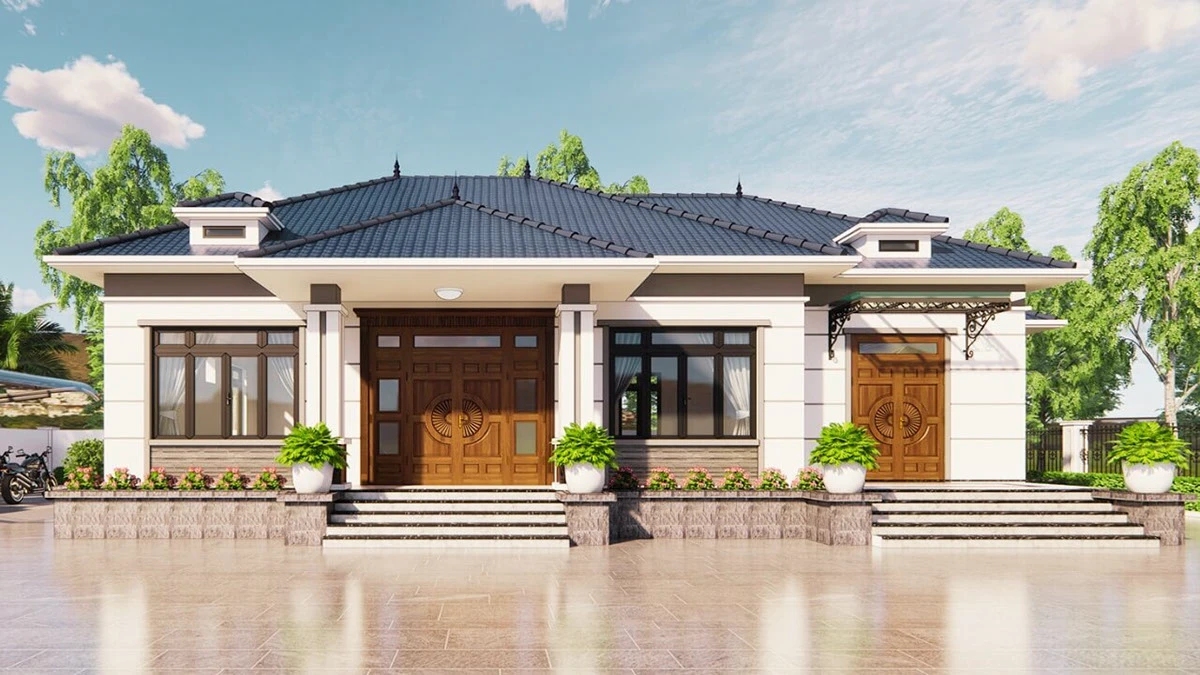 Mẫu nhà cấp 4 mái Nhật 3 phòng ngủ hiện đại