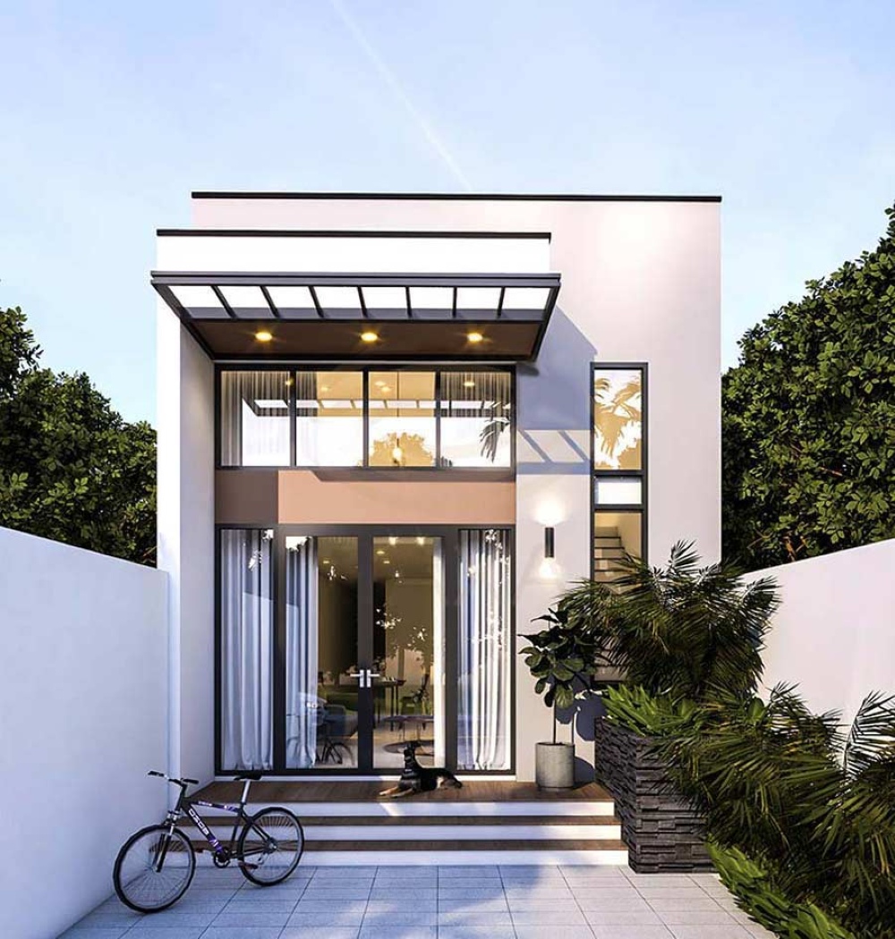 Thiết kế nhà cấp 4 có gác lủng mái bằng