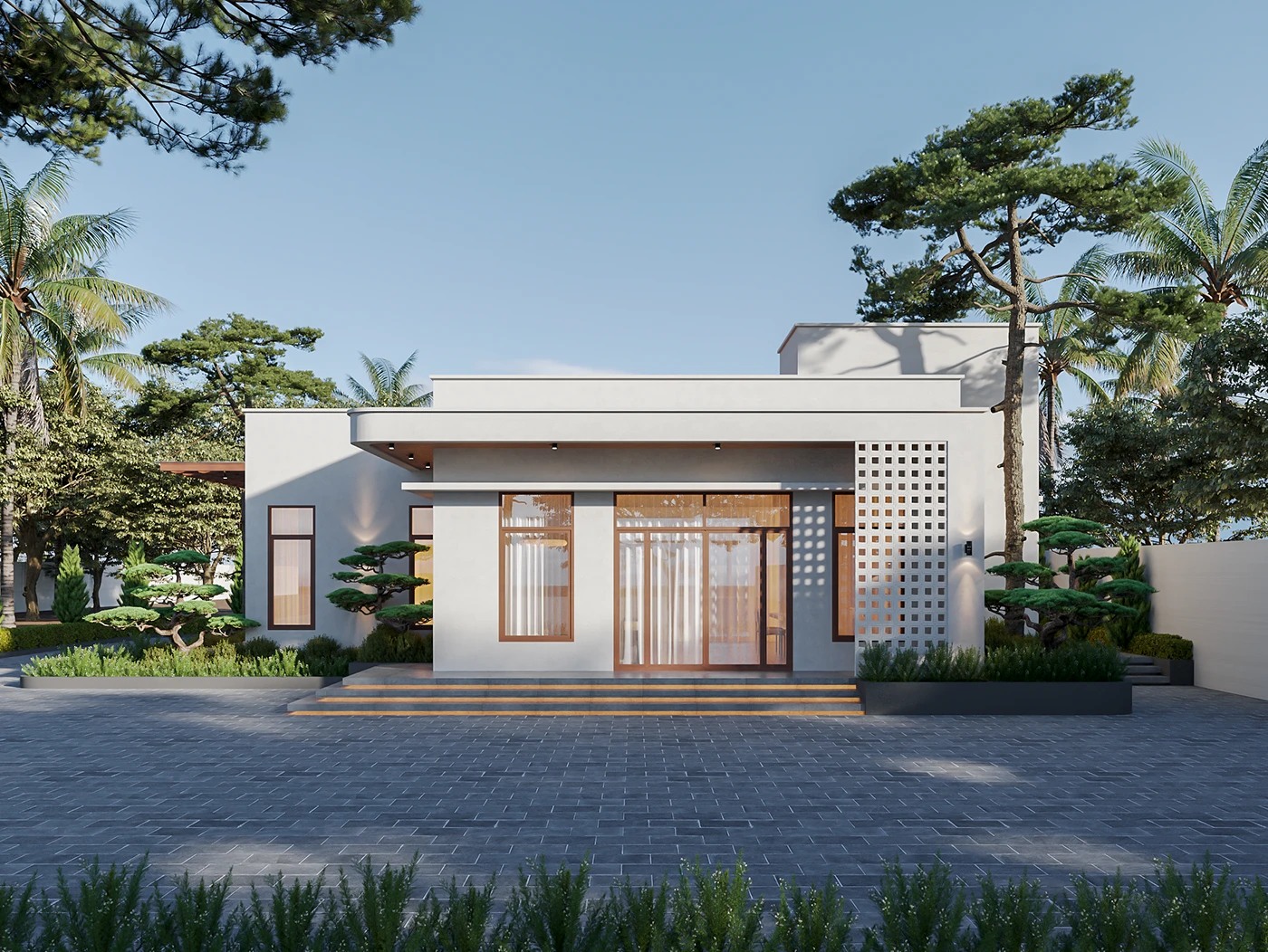 Nhà cấp 4 mái bằng có sân thượng rộng