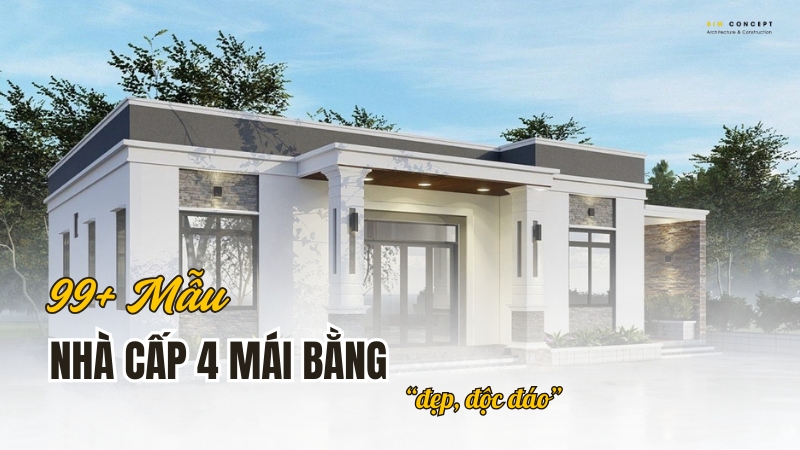 Nhà cấp 4 mái bằng đẹp, độc đáo