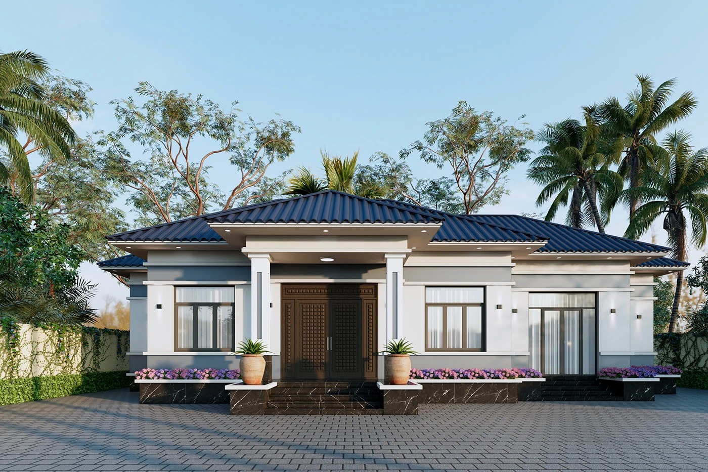 Nhà cấp 4 mái Nhật 120m2 với thiết kế hiện đại, sang trọng