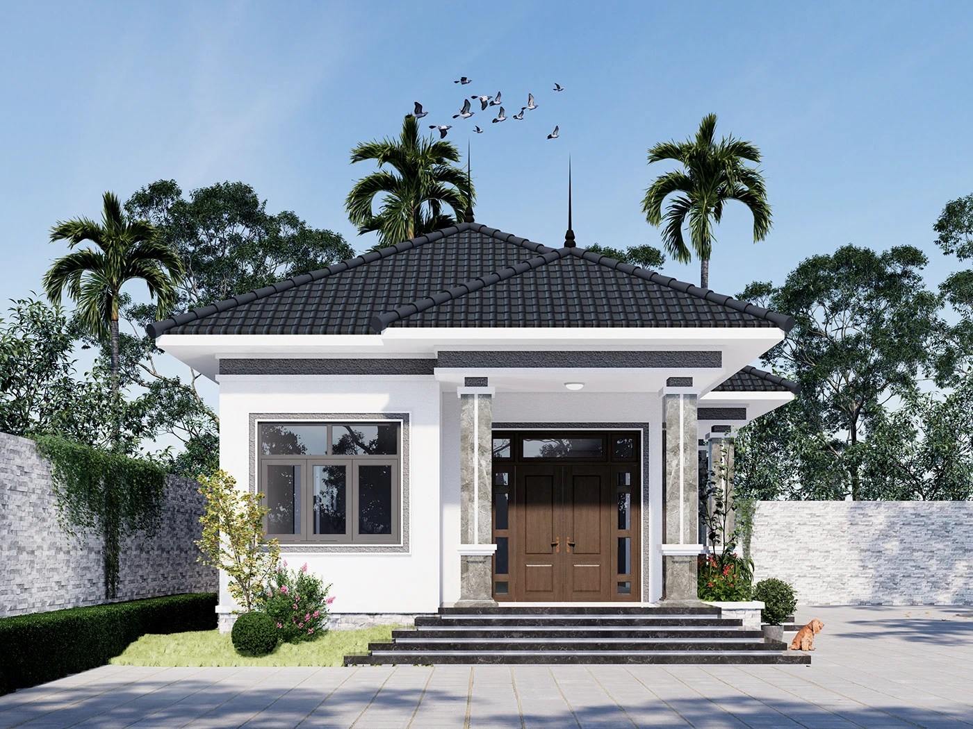 Mẫu nhà cấp 4 3 phòng ngủ đẹp, đơn giản
