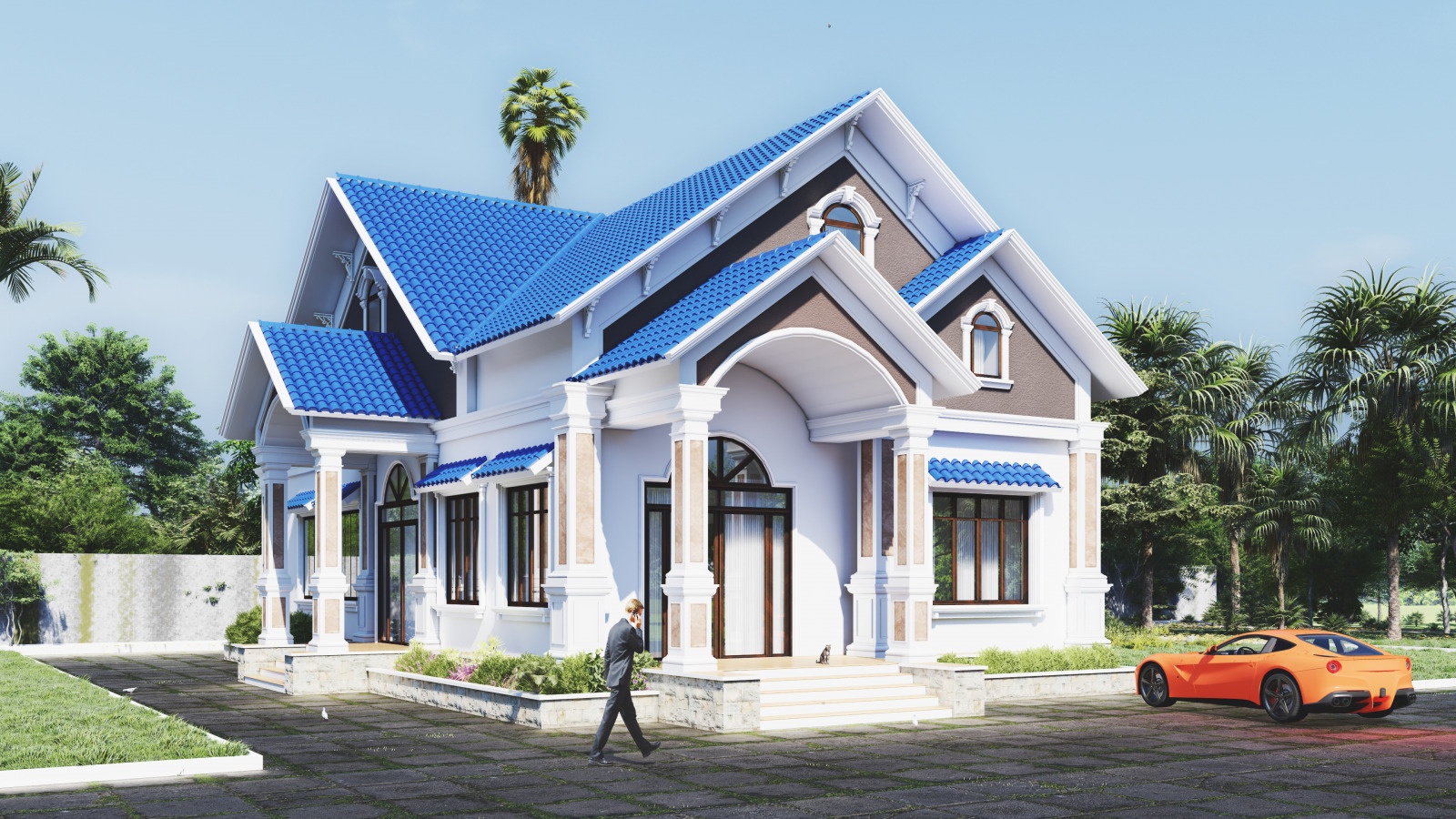 Mẫu nhà cấp 4 mái Thái chữ U