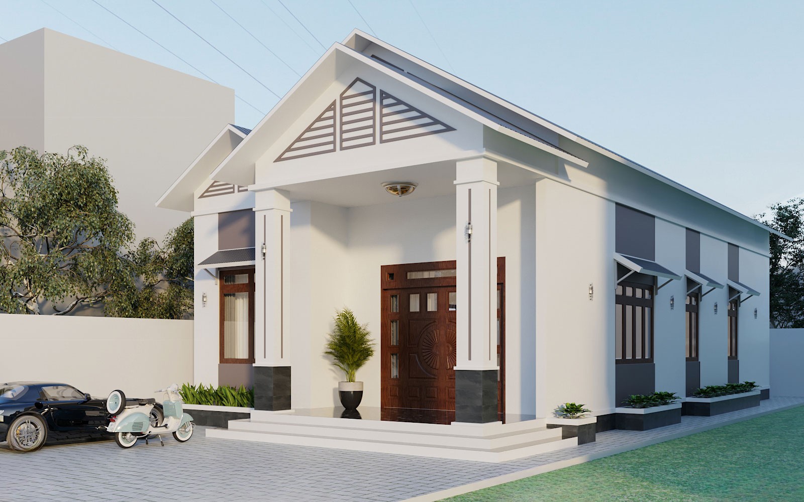 Mẫu nhà cấp 4 mái Thái 8 x 12m