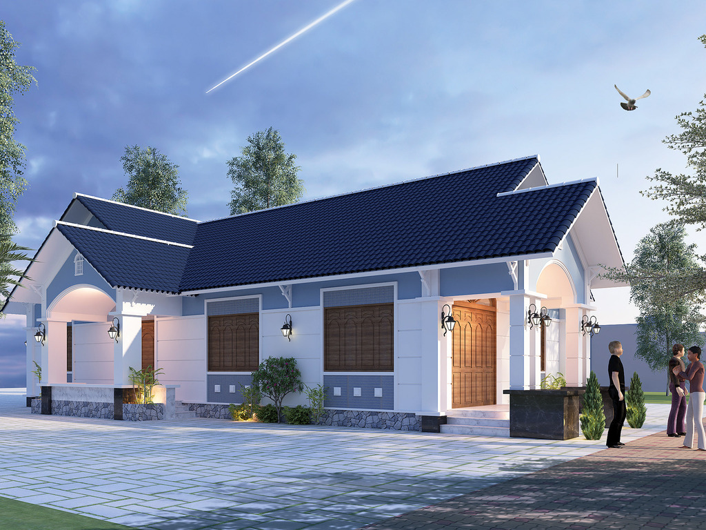 Mẫu nhà cấp 4 mái Thái 5 x 20