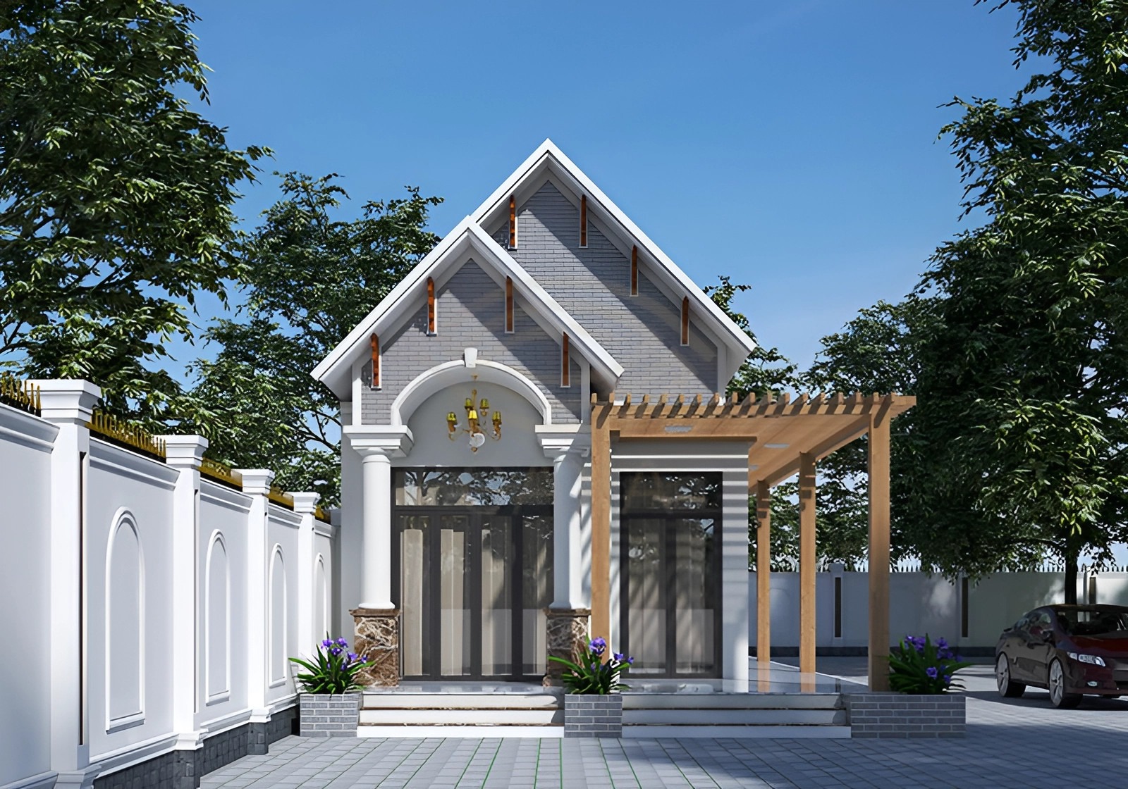 Mẫu nhà cấp 4 mái Thái chữ I