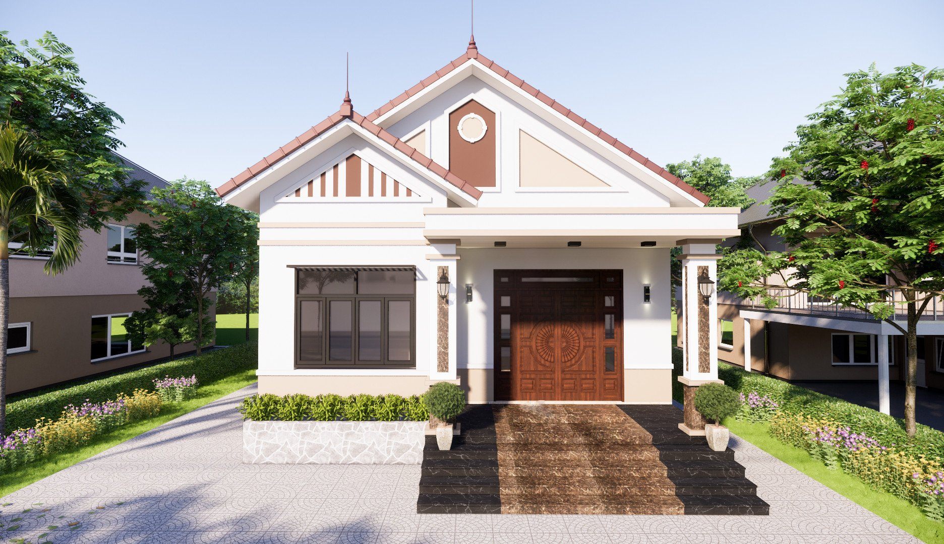 Mẫu nhà cấp 4 mái Thái ở nông thôn