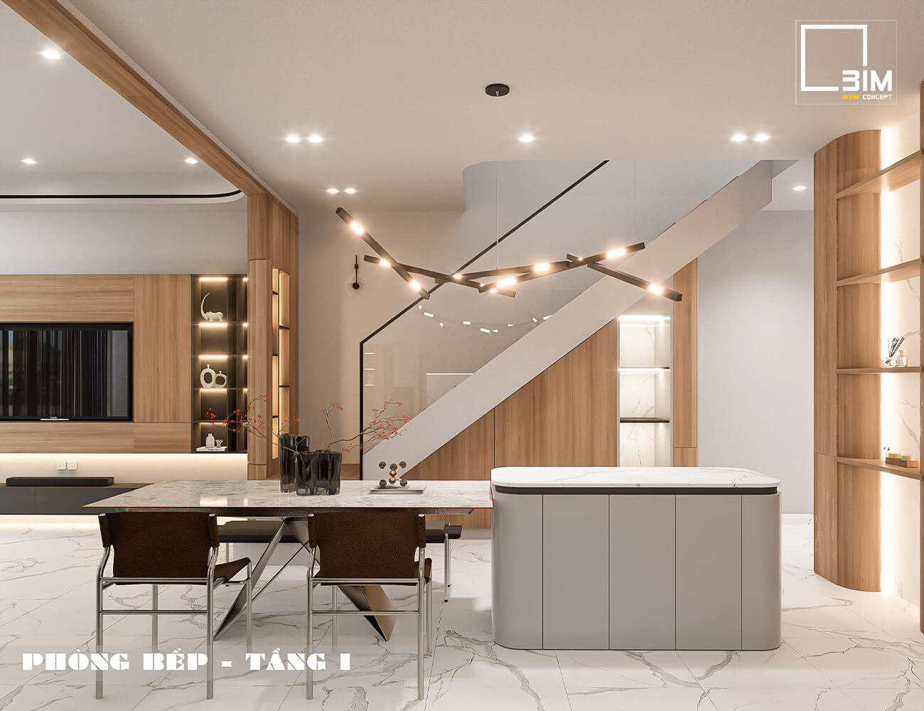 Nhà phố 2 tầng, nội thất bếp thông minh, hiện đại
