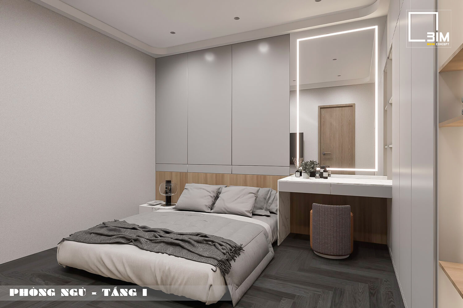 Nội thất phòng ngủ, giường, bàn làm việc, tủ quần áo