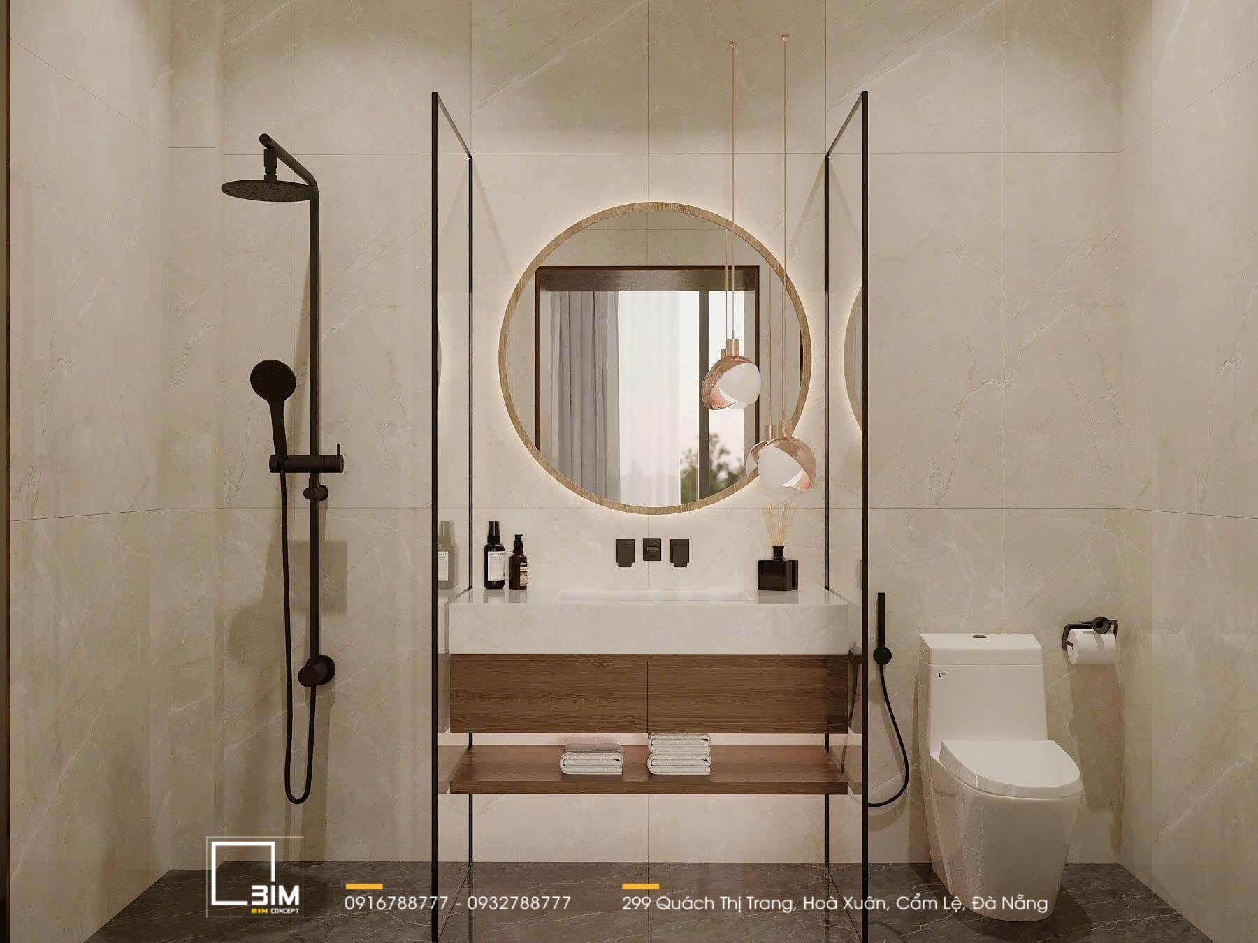 Nội thất biệt thự với căn phòng tắm thông thoáng
