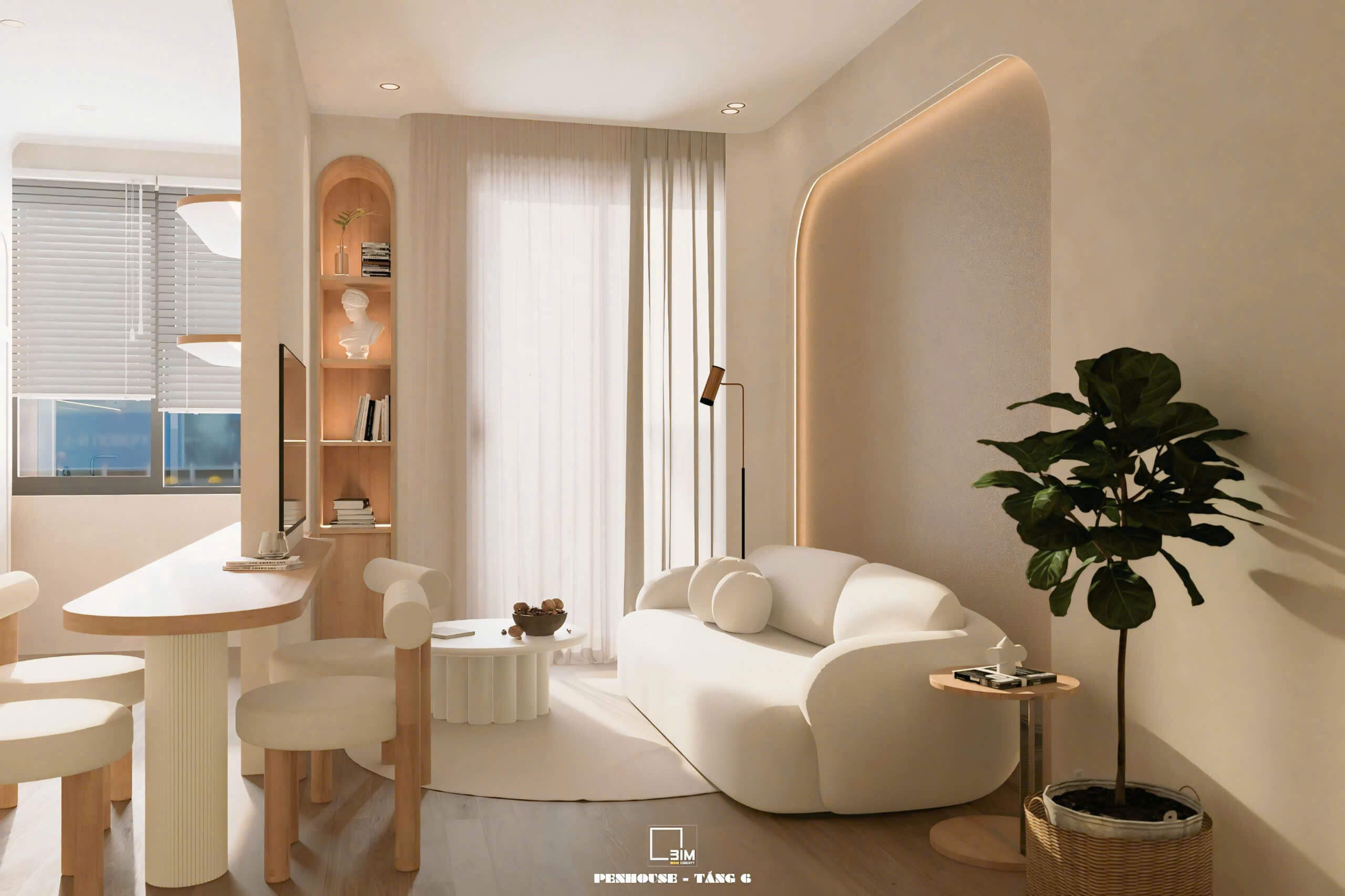 Thiết kế nội thất căn hộ penthouse hiện đại và tiện nghi