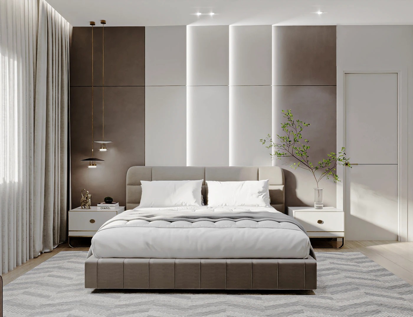 Phòng ngủ 20m2 hiện đại, tông màu trắng thanh lịch