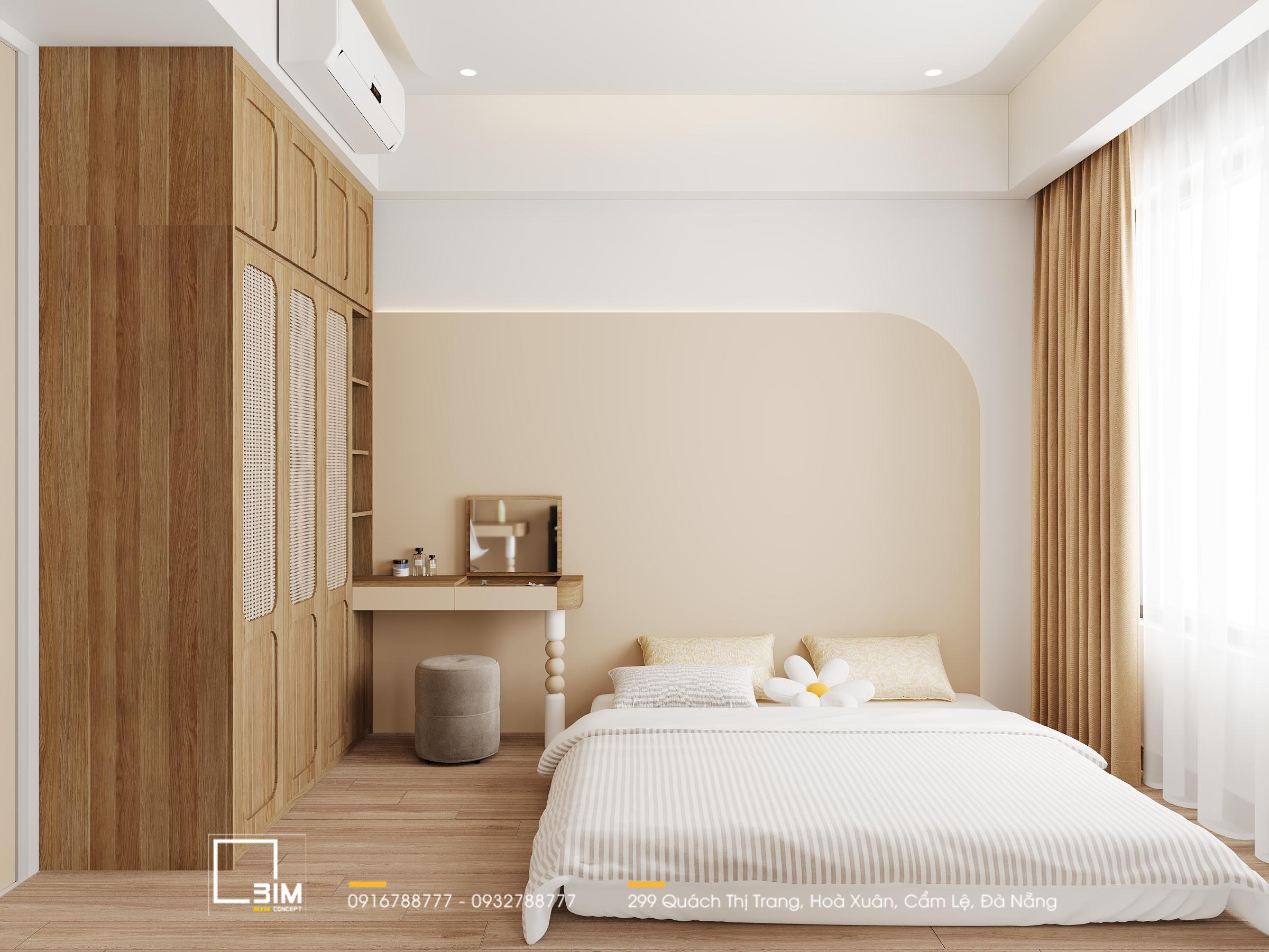 Phòng ngủ ấm cúng, nội thất gỗ mây đan