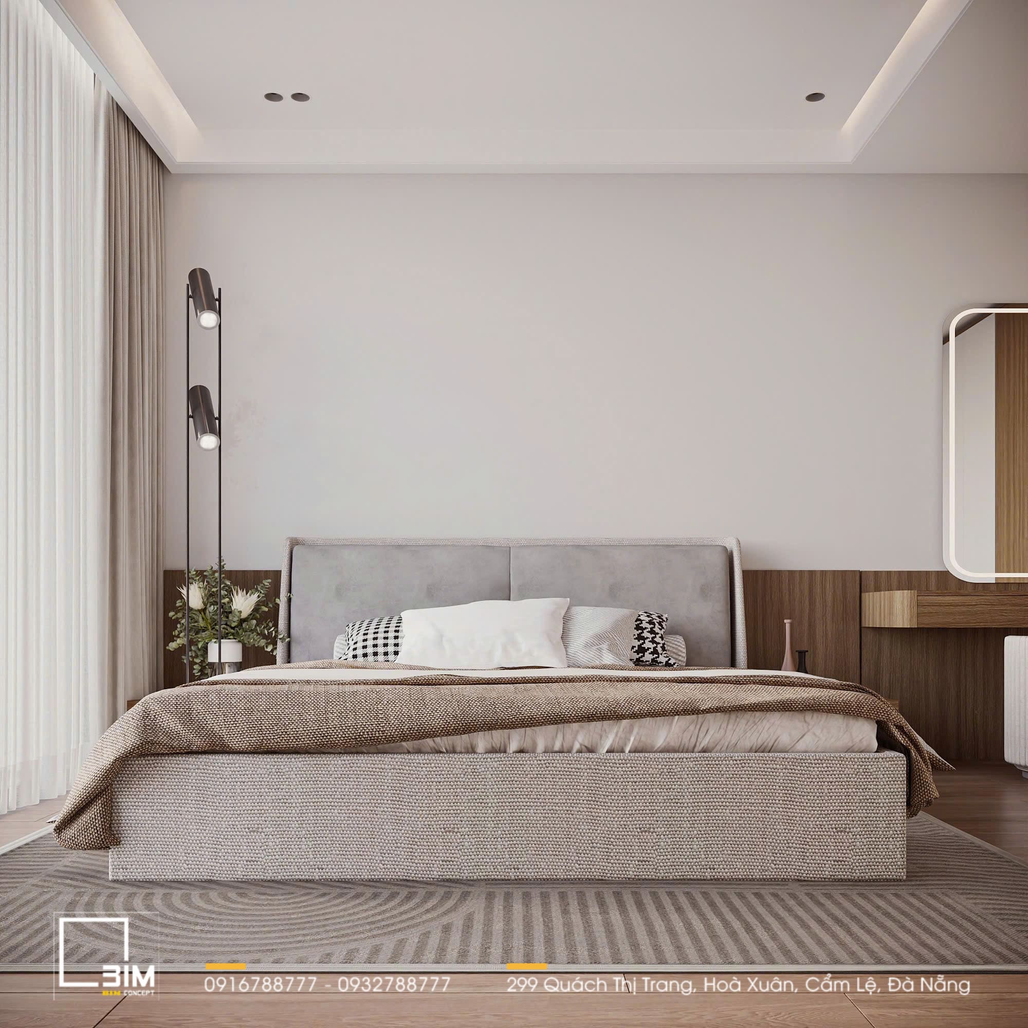 Nội thất biệt thư, phòng ngủ ấm cúng, độc đáo
