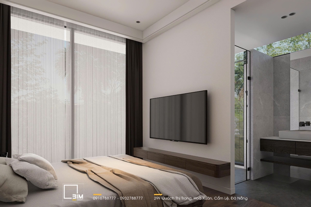 Phòng ngủ ấm cúng view cửa sổ lớn, nhiều ánh sáng tự nhiên