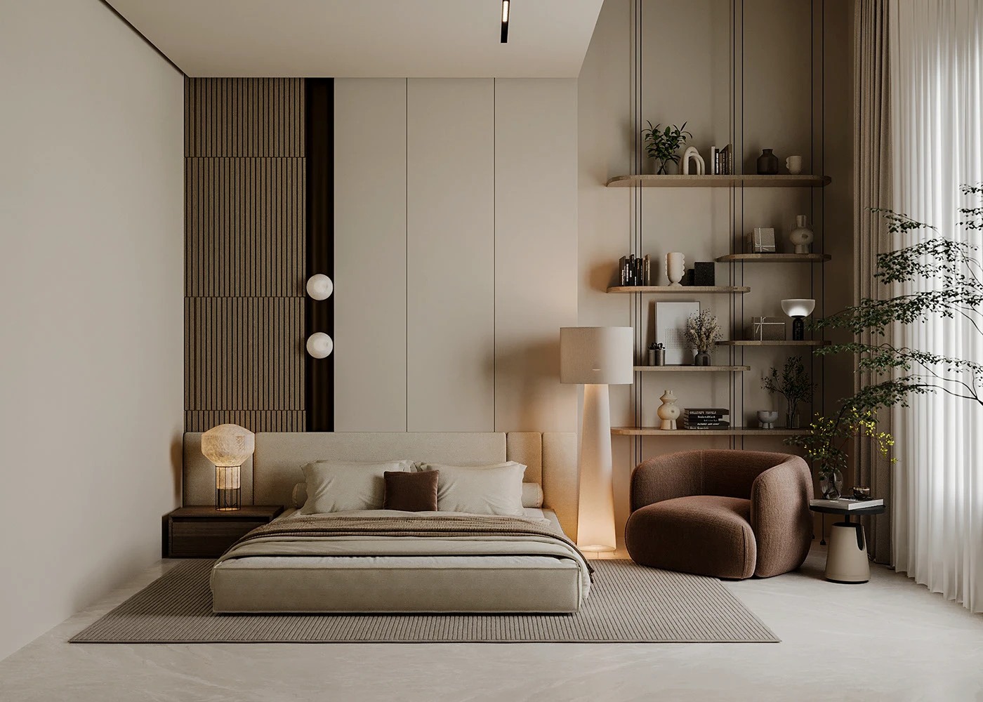 Phòng ngủ giường bệt decor tinh tế, ấn tượng