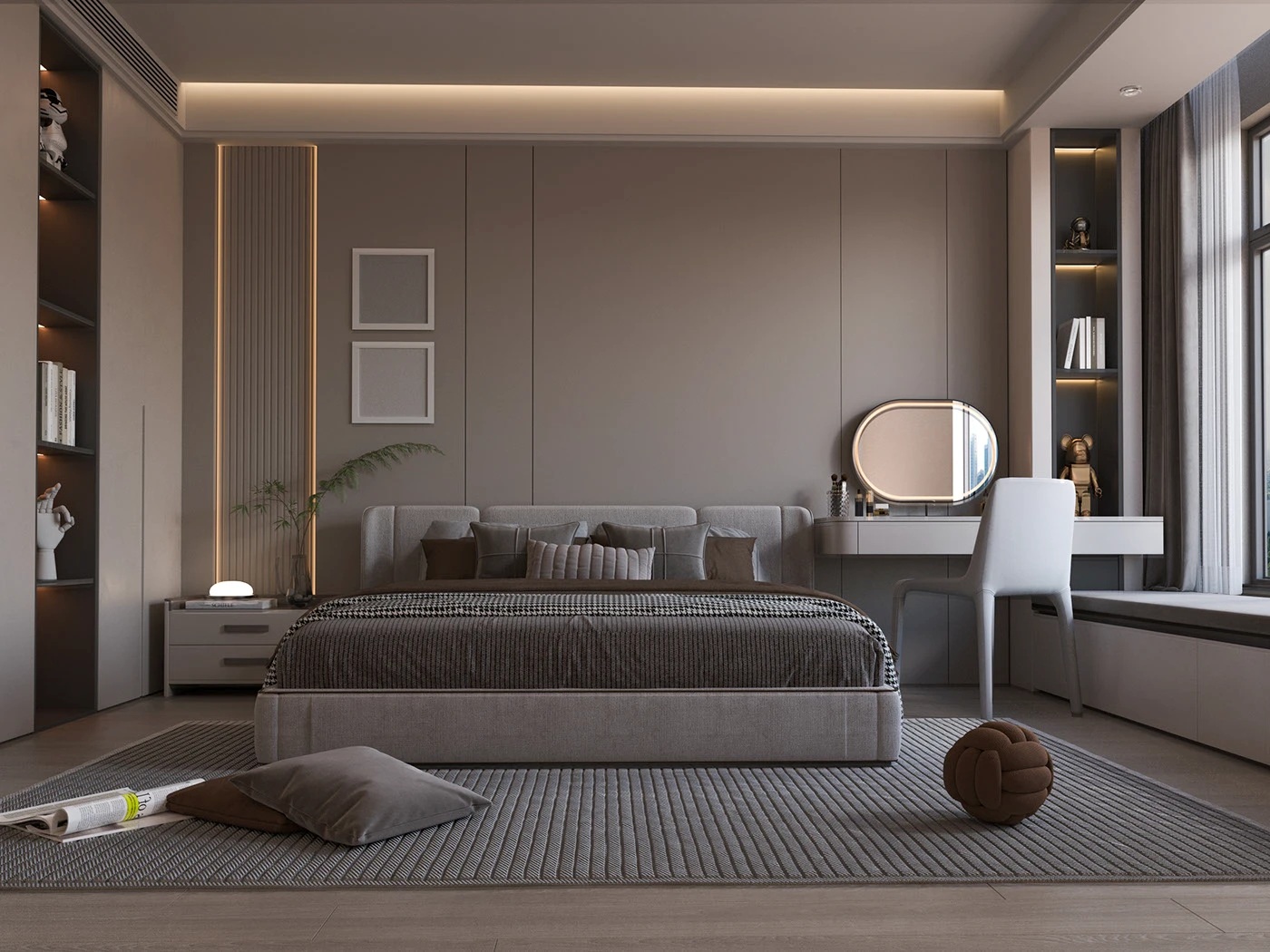 Phòng ngủ 20m2 với nội thất bố trí hài hòa