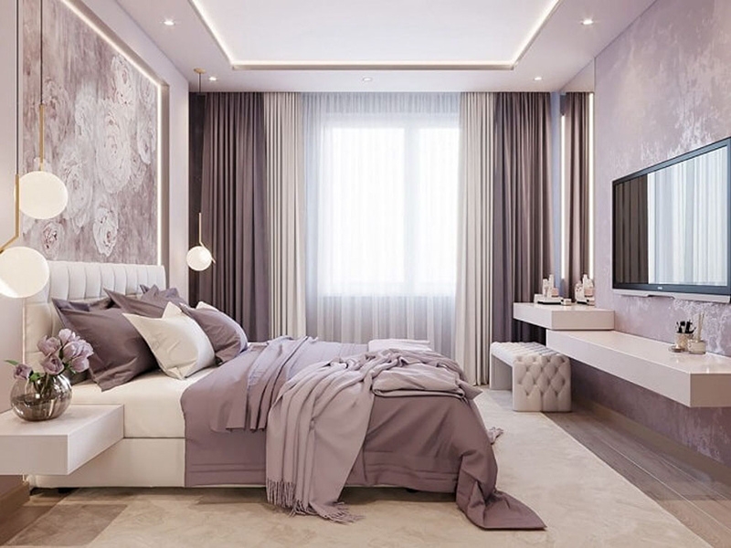 Phòng ngủ màu tím hợp phong thủy