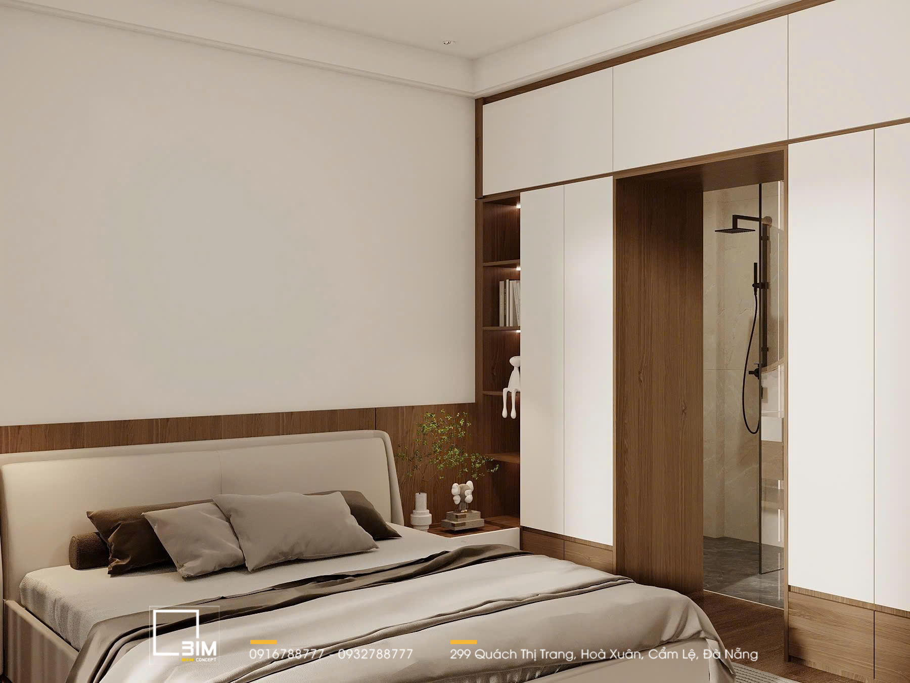 Phòng ngủ tiện nghi, tủ quần áo kết hợp phòng thay đồ