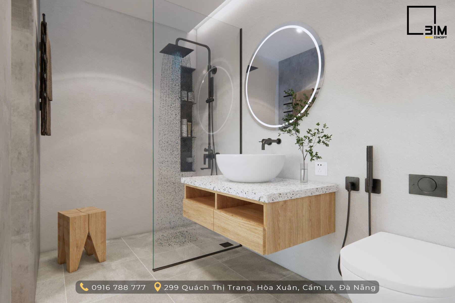 Phòng tắm rộng rãi của nhà phố 2 tầng