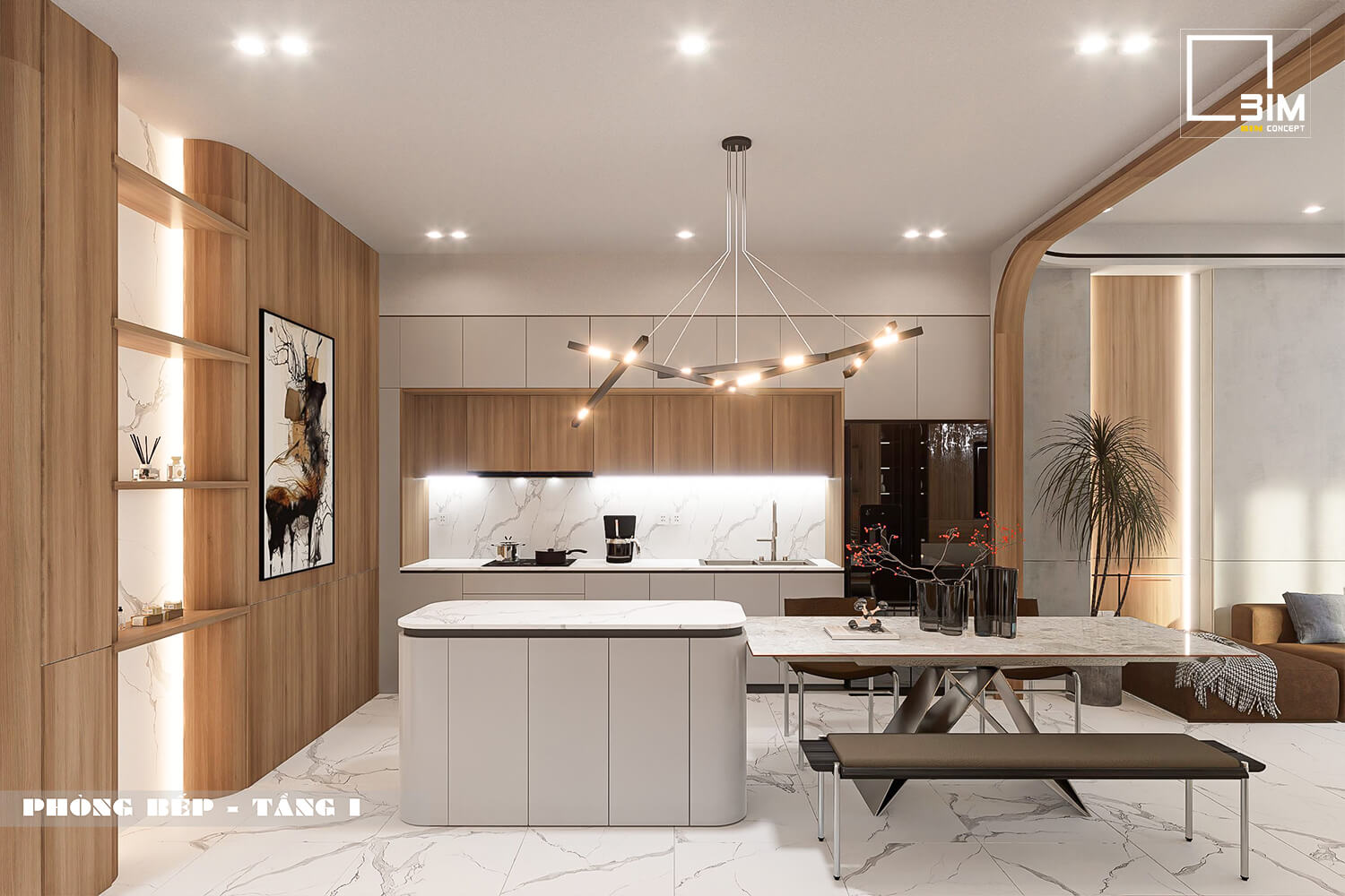 Thiết kế nội thất bếp sang trọng, ấm cúng