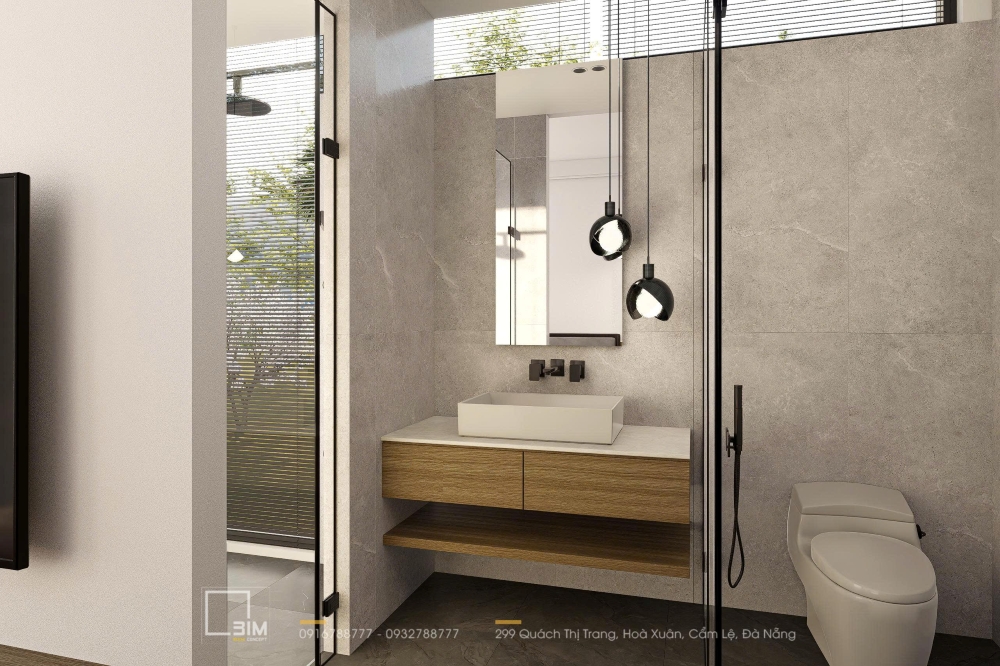 Thiết kế nội thất biệt thự 3 tầng, phòng tắm hiện đại