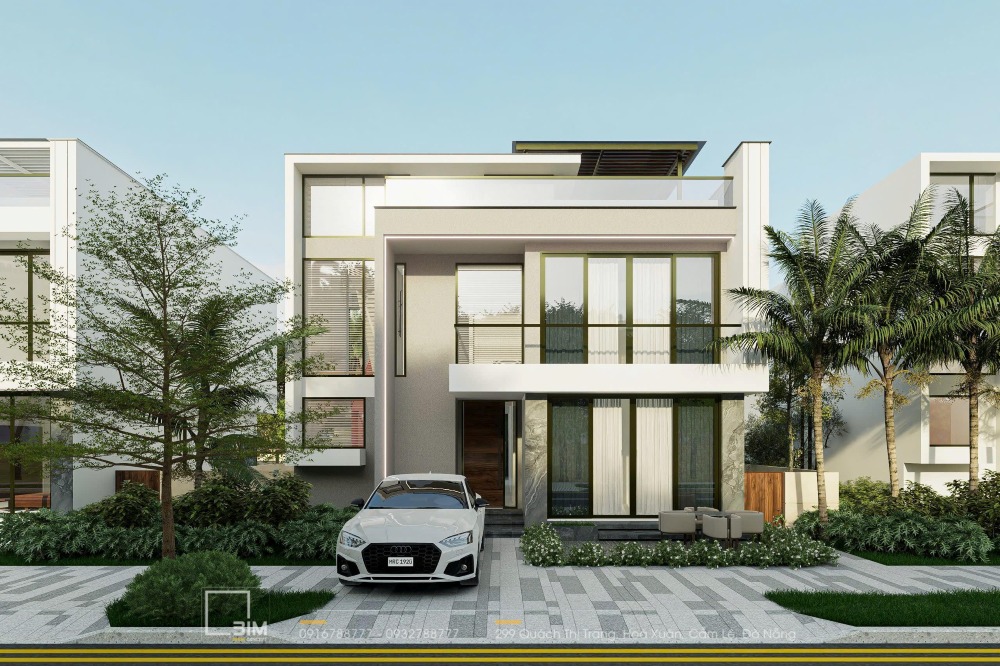 Thiết kế nội thất biệt thự 3 tầng sang trọng với mặt tiền rộng