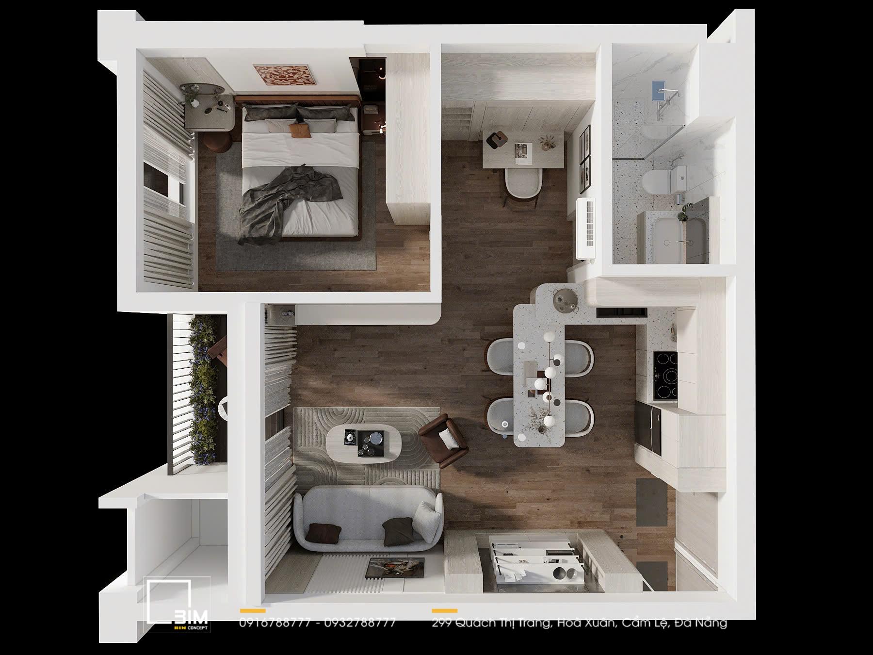 Thiết kế nội thất căn hộ 35m2 tối ưu không gian