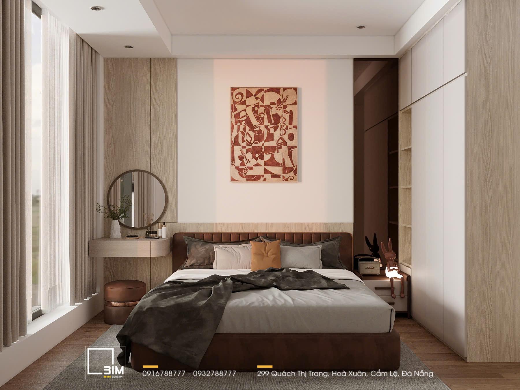 Thiết kế nội thất căn hộ 35m2 với phòng ngủ nhẹ nhàng, tối giản