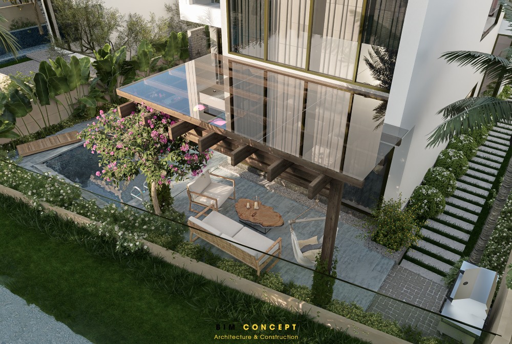 Toàn cảnh biệt thự nhìn từ trên cao đầy ấn tượng