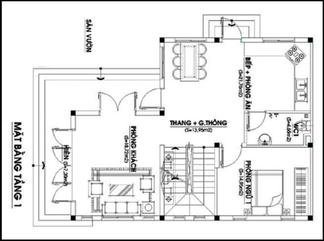 Bản vẽ nhà cấp 4 chữ L mái tôn 4 phòng ngủ