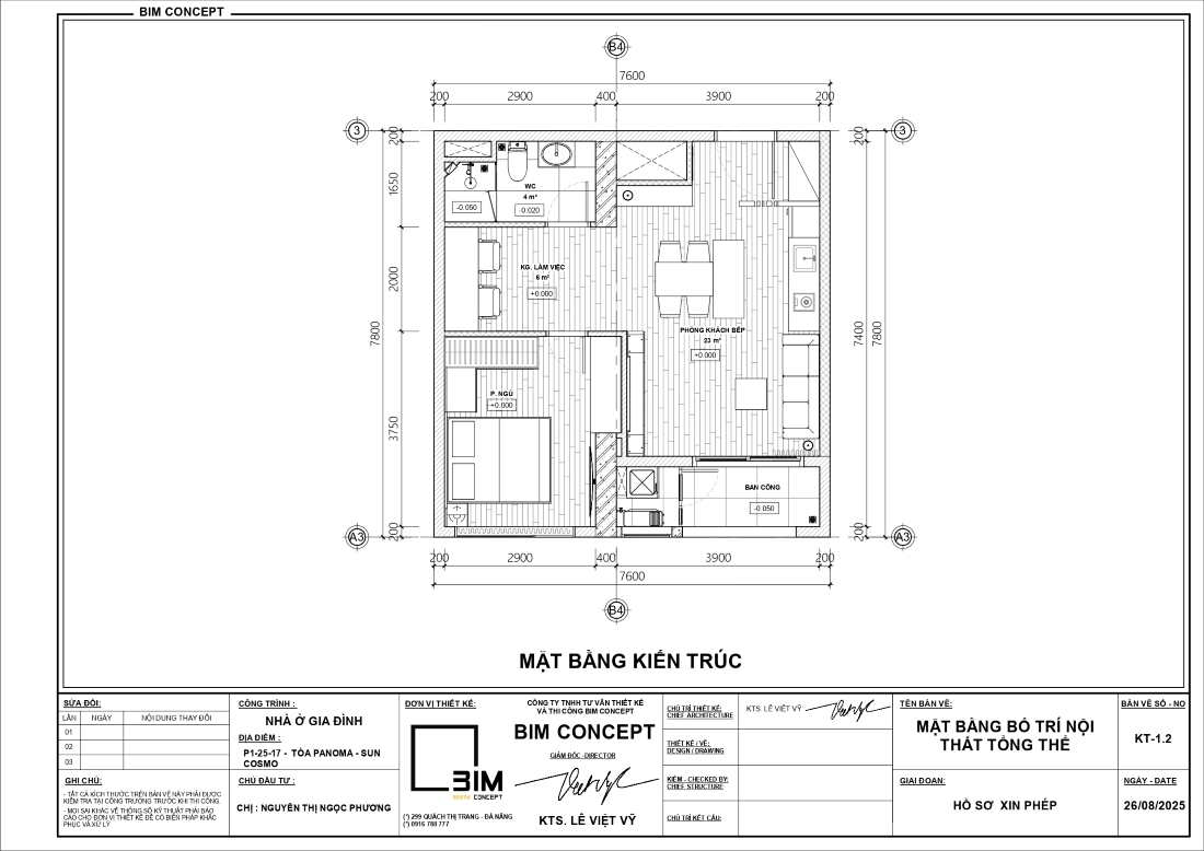 Bản vẽ nội thất chung cư 35m2
