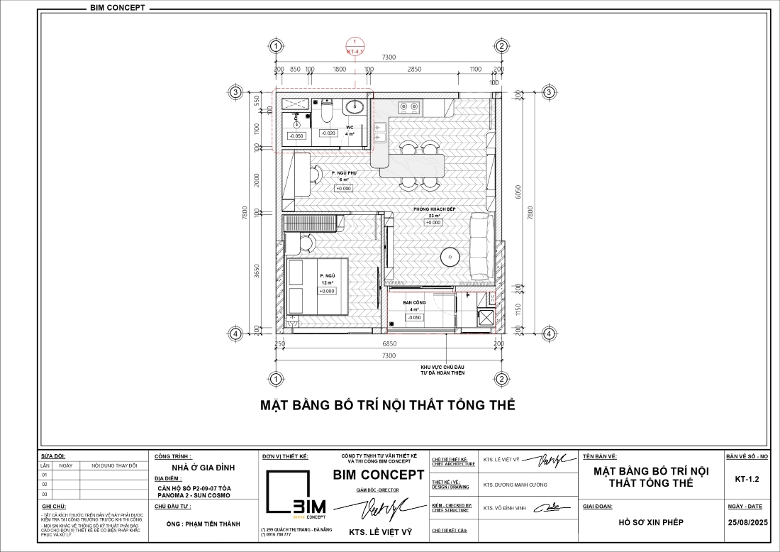 Bản vẽ thiết kế căn hộ 1 phòng ngủ