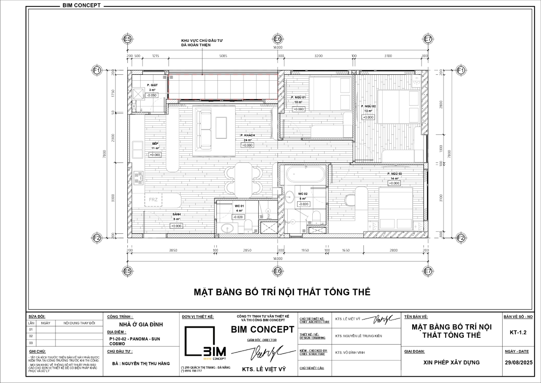 Bản vẽ thiết kế nội thất căn hộ 3 phòng ngủ