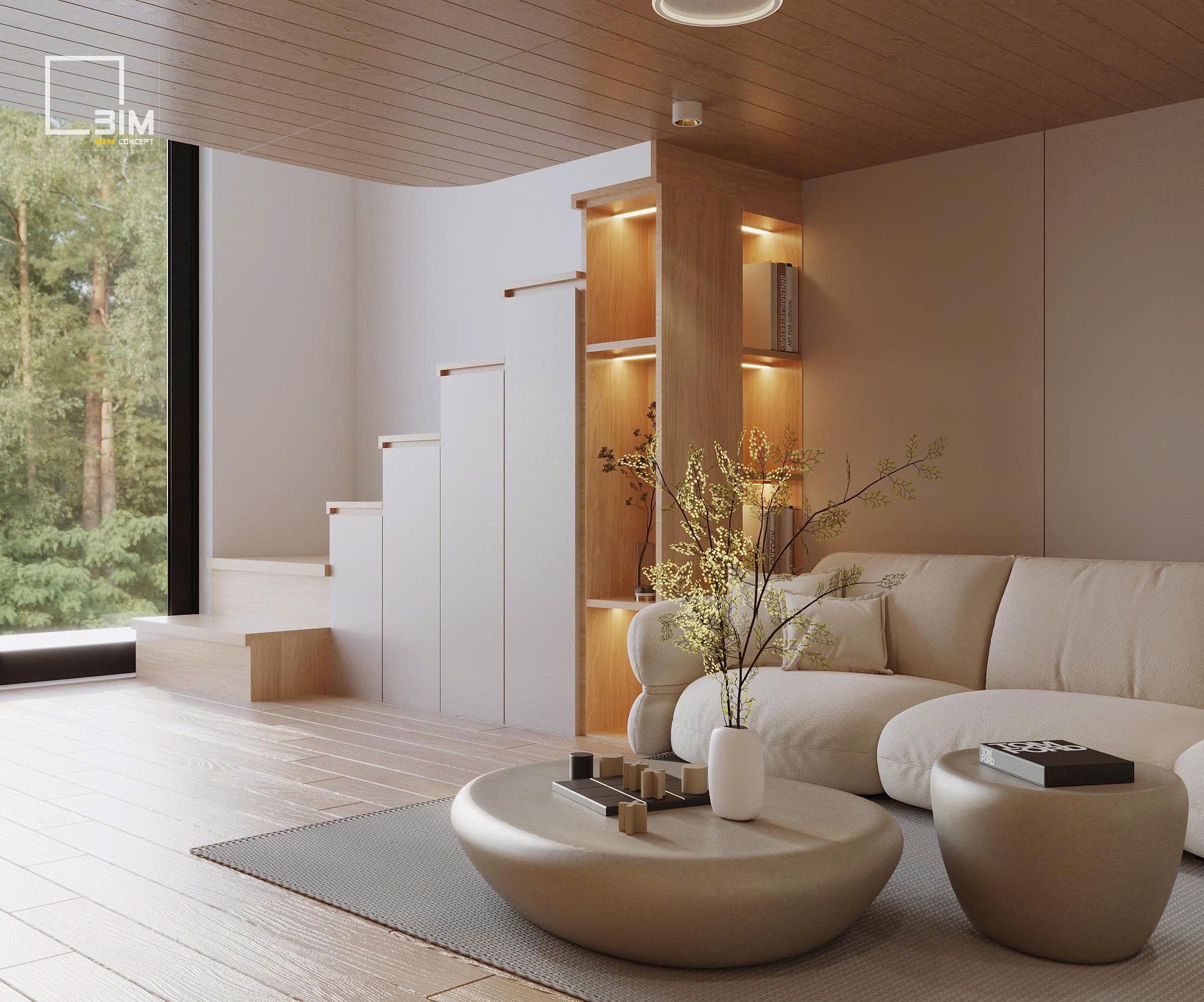 Bộ sofa trung tính tạo điểm nhấn cho không gian khách