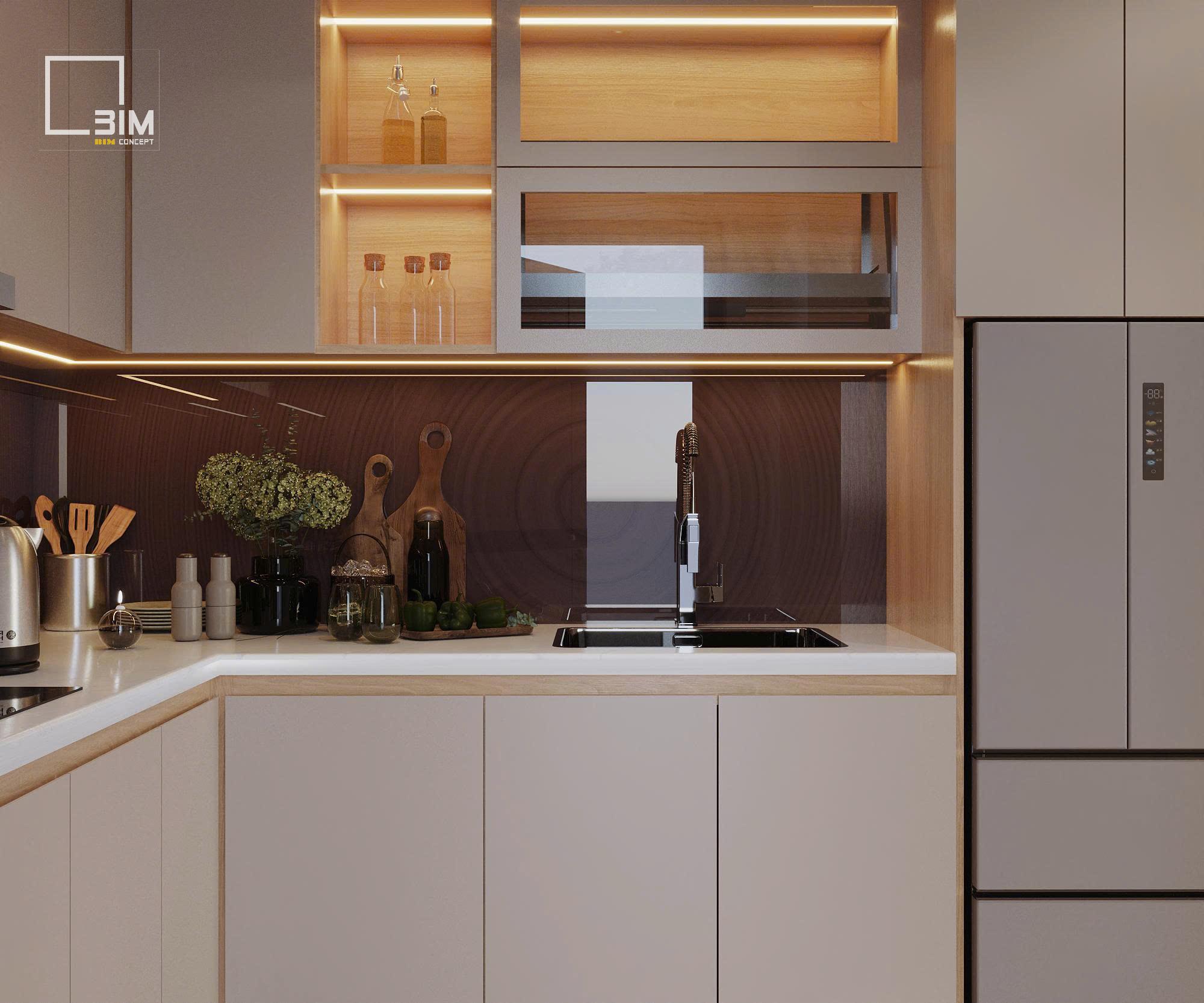 Đèn hắt tủ bếp mang đến ánh sáng ấm áp nhẹ nhàng