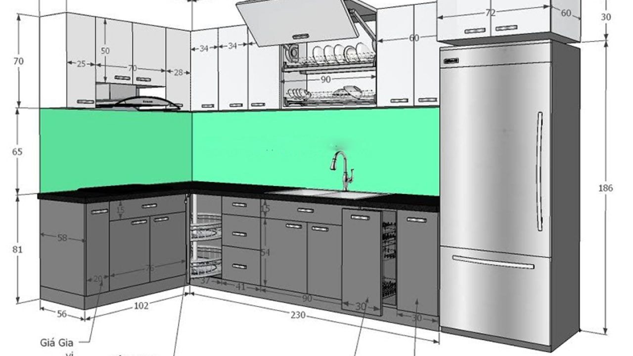 Kích thước tiêu chuẩn về cánh tủ bếp