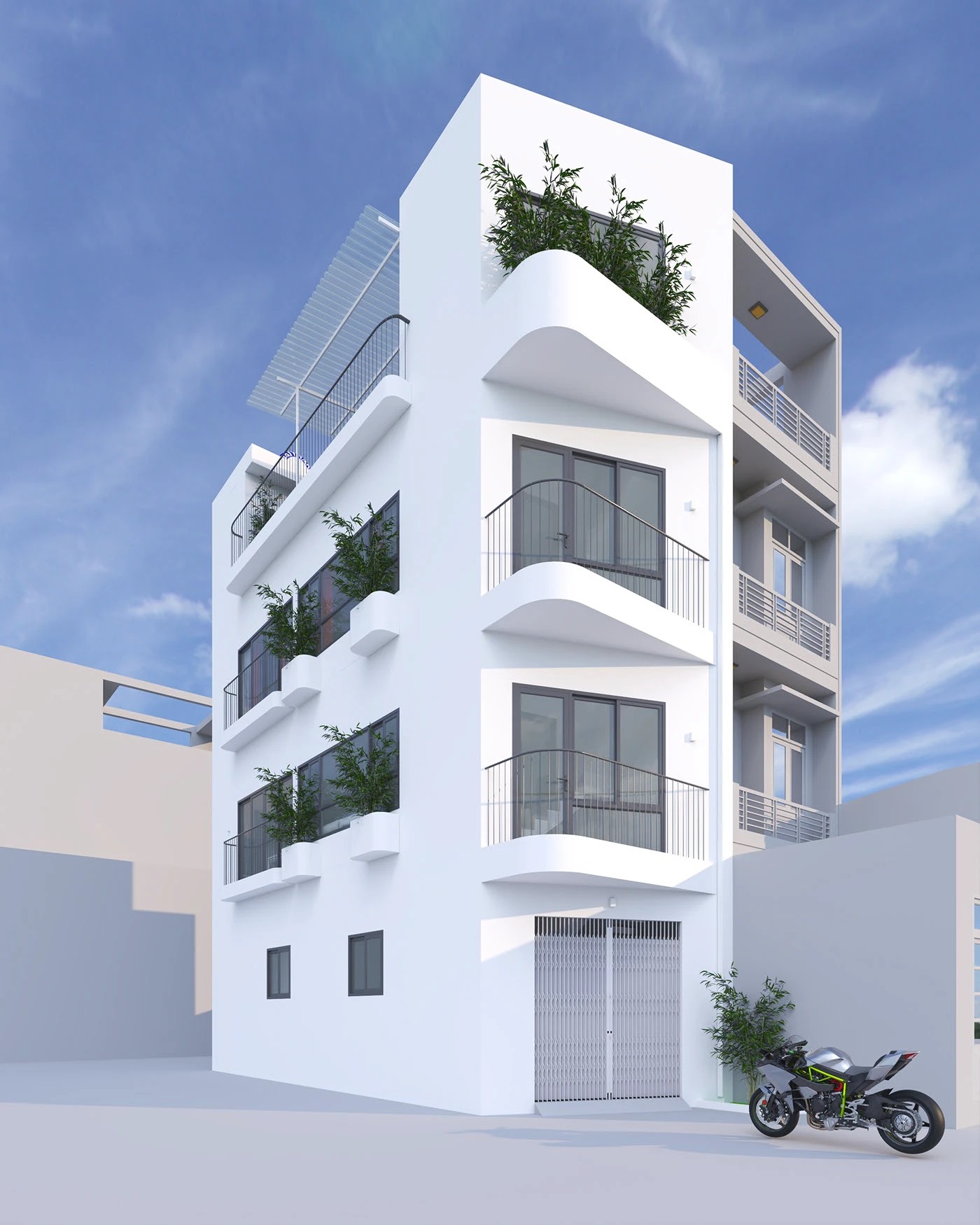 Thiết kế mặt tiền nhà phố phong cách tối giản