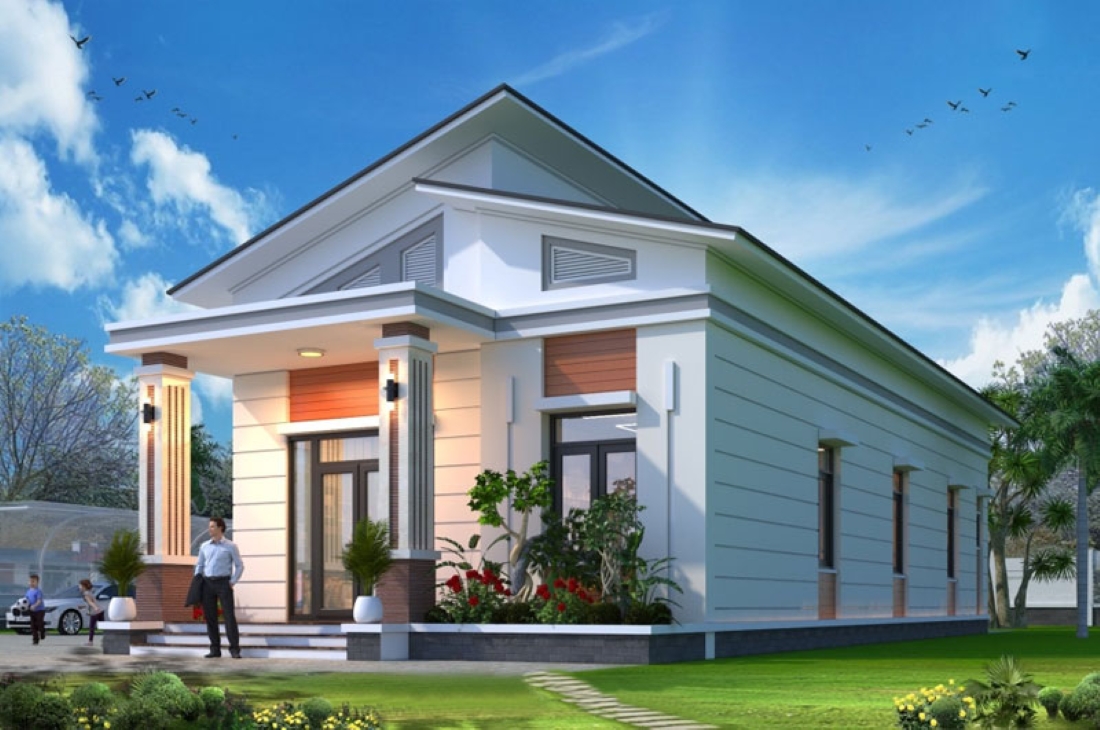Mẫu nhà mái lệch trên 120m2