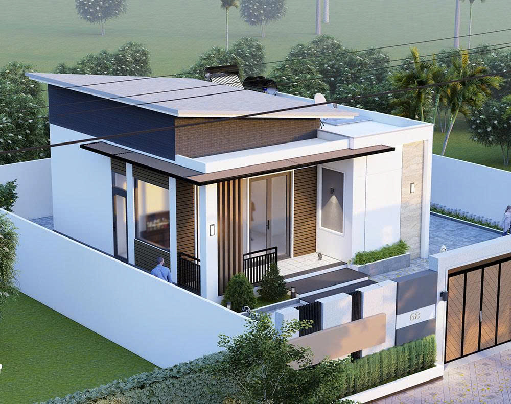 Nhà cấp 4 chữ L mái tôn 3 phòng ngủ