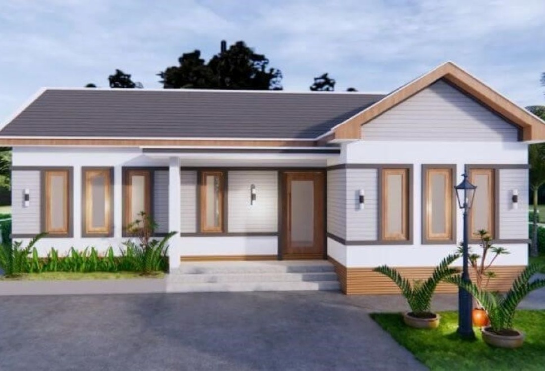 Nhà cấp 4 chữ L mái tôn giả ngói đẹp, ấn tượng
