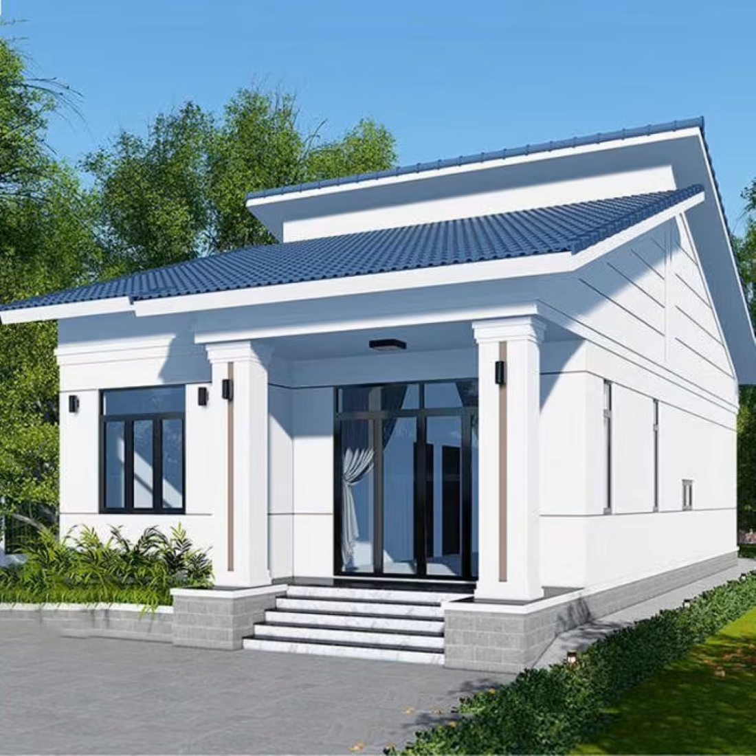 Mẫu nhà cấp 4 mái lệch 100m2