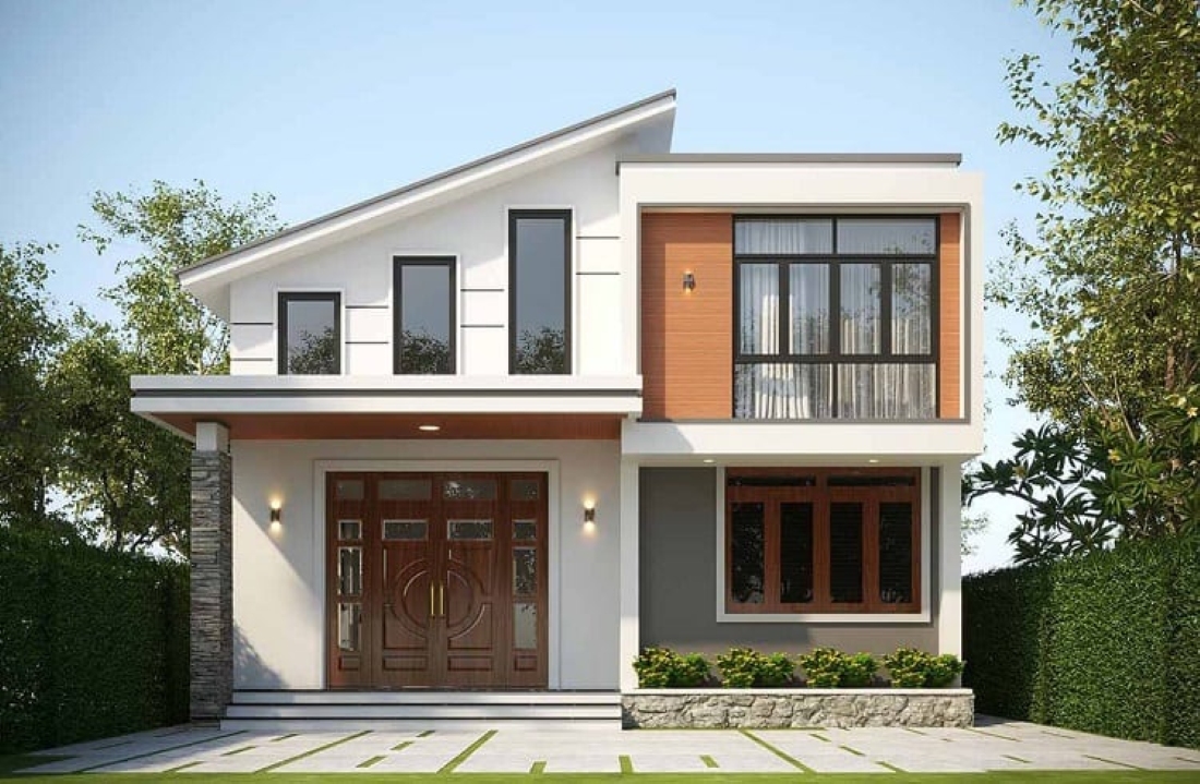 Mẫu nhà cấp 4 mái lệch với 3 phòng ngủ tiện nghi