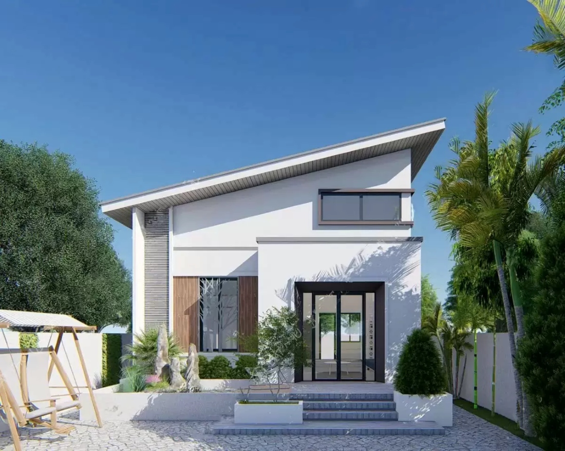 Nhà cấp 4 mái lệch với thiết kế độc đáo, phá cách