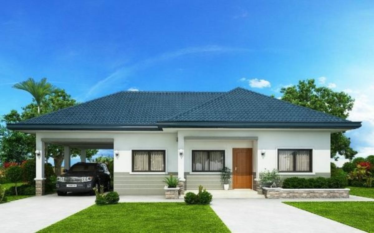 Nhà cấp 4 mái Nhật 3 phòng ngủ có gara ô tô