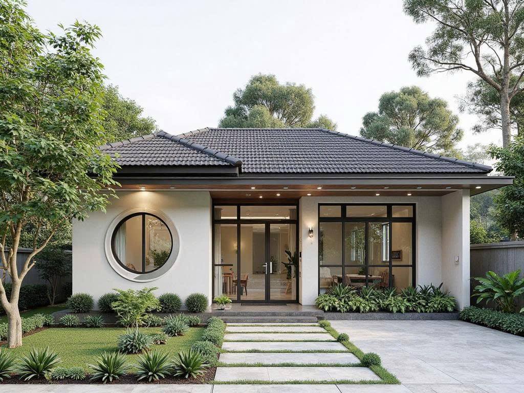 Nhà cấp 4 mái Nhật 3 phòng ngủ có sân vườn