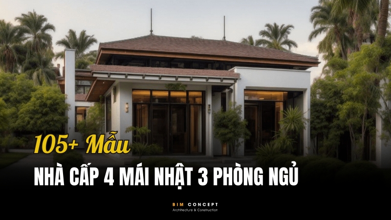Nhà cấp 4 mái Nhật 3 phòng ngủ