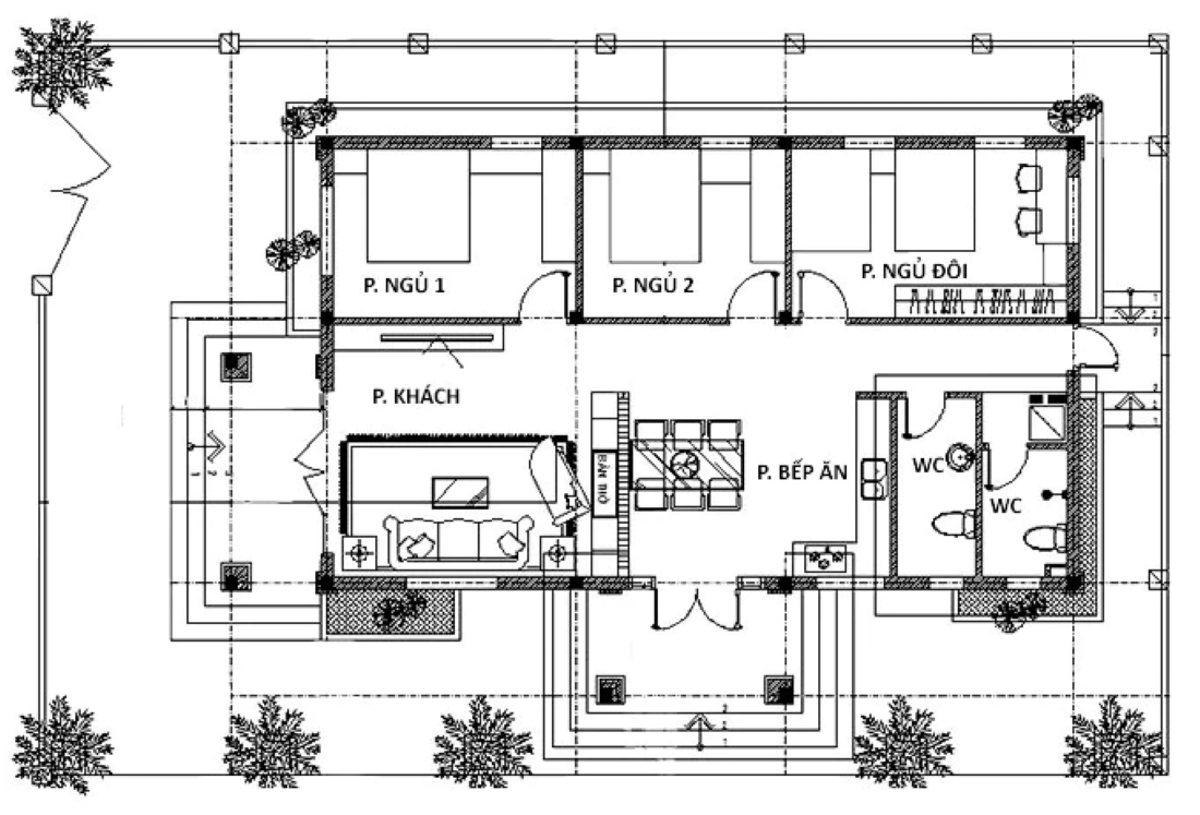 Nhà cấp 4 mái Thái 3 phòng ngủ